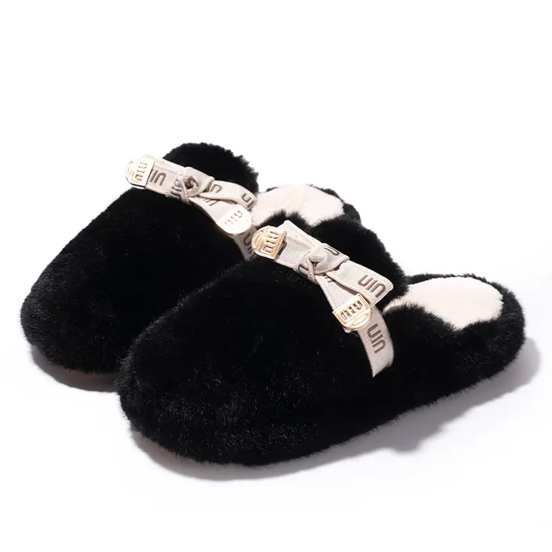 Cotton Slippers for Women to Wear Outside 2025 Autumn and Winter New Style Warm Trendyy Cute Versatile Viscose Plush Fleece-Lined Slippers - Image 3