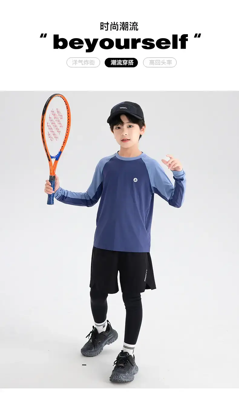 Boys' Blue Raglan Sleeve Badminton T-Shirt 2025 — feature 1