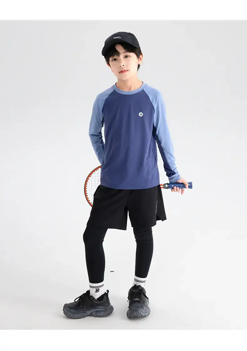 Boys' Blue Raglan Sleeve Badminton T-Shirt 2025 — feature 16