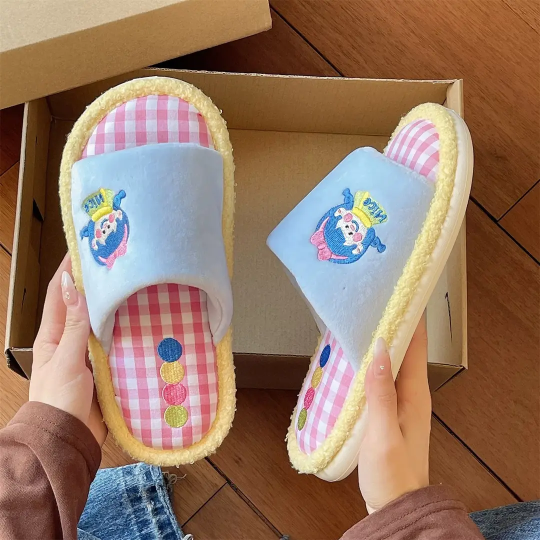 Cute Cartoon Cotton Slippers for Women Cross-Border New Autumn and Winter Student Indoor Home Soft-Soled Comfortable Non-Slip Floor Shoes