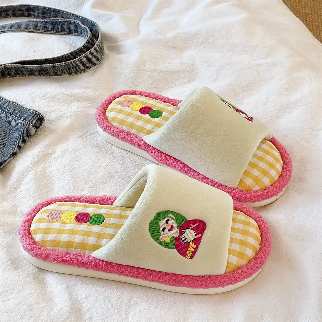 Cute Cartoon Cotton Slippers for Women Cross-Border New Autumn and Winter Student Indoor Home Soft-Soled Comfortable Non-Slip Floor Shoes