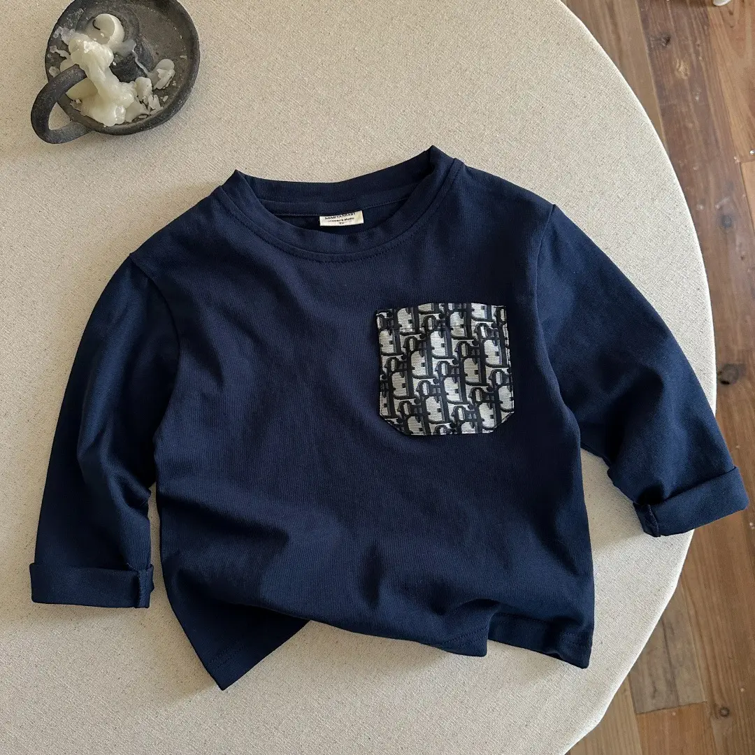 Blue Japanese Style Long Sleeve T-Shirt for Boys - Image 2