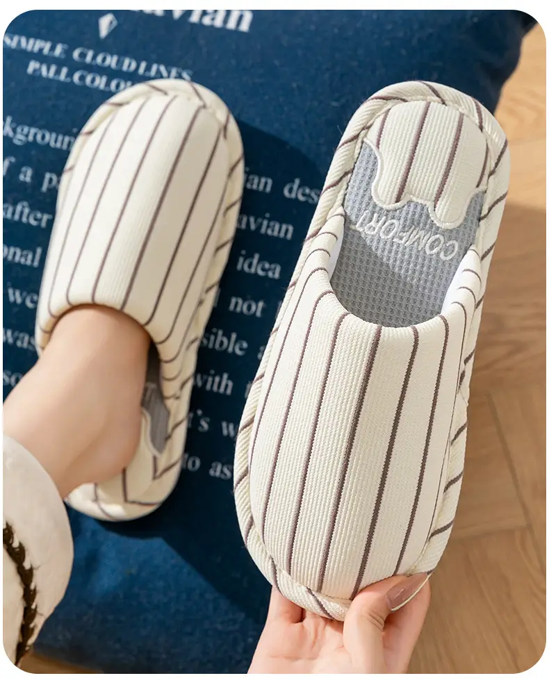 Cotton Slippers for Women, Spring, Autumn and Winter Home Use, Indoor Non-Slip Couple Home Warm Winter Plush Slippers for Men — feature 5