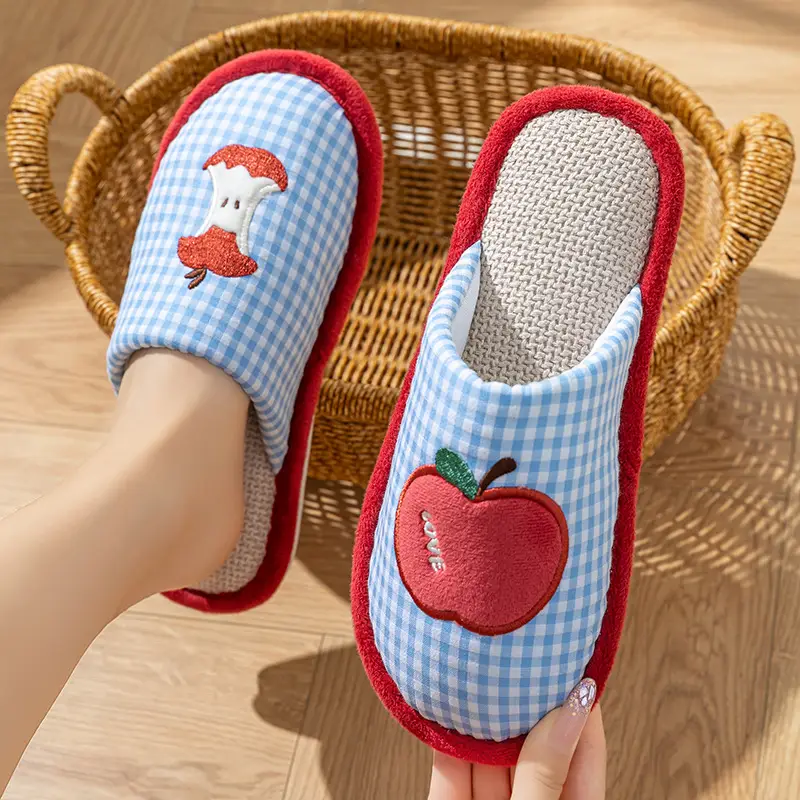 Cotton Slippers for Women, Spring, Autumn and Winter Home Use, Indoor Non-Slip Couple Home Warm Winter Plush Slippers for Men - Image 17