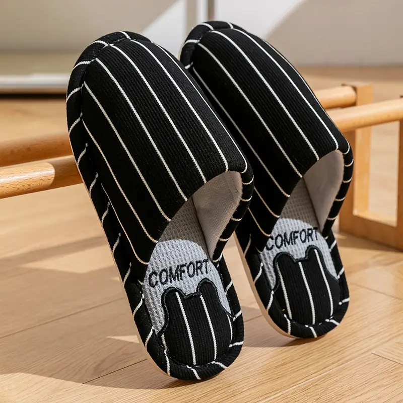 Cotton Slippers for Women, Spring, Autumn and Winter Home Use, Indoor Non-Slip Couple Home Warm Winter Plush Slippers for Men - Image 3