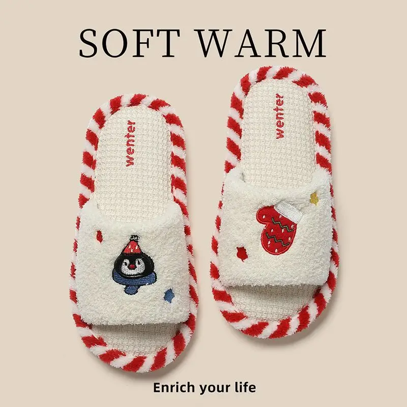 Cute Cartoon Cotton Slippers for Women Autumn and Winter 2025 New Indoor Home Non-Slip Silent Deodorant Flats Cotton Slippers