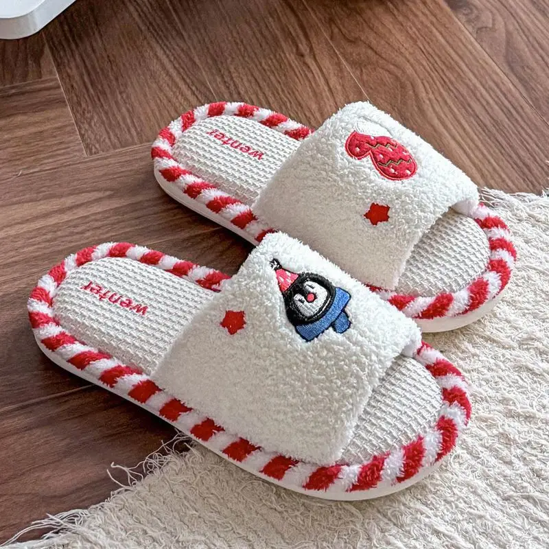 Cute Cartoon Cotton Slippers for Women Autumn and Winter 2025 New Indoor Home Non-Slip Silent Deodorant Flats Cotton Slippers