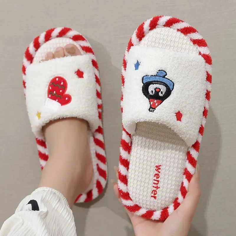 Cute Cartoon Cotton Slippers for Women Autumn and Winter 2025 New Indoor Home Non-Slip Silent Deodorant Flats Cotton Slippers