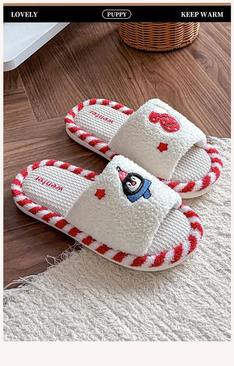 Cute Cartoon Cotton Slippers for Women Autumn and Winter 2025 New Indoor Home Non-Slip Silent Deodorant Flats Cotton Slippers — feature 1