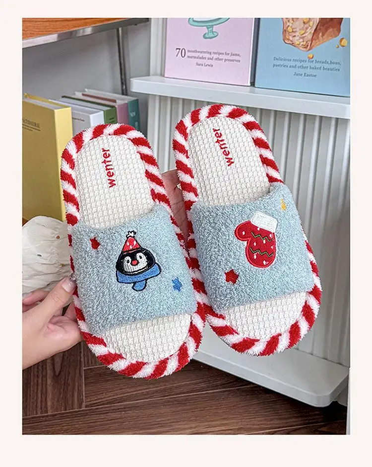 Cute Cartoon Cotton Slippers for Women Autumn and Winter 2025 New Indoor Home Non-Slip Silent Deodorant Flats Cotton Slippers — feature 11