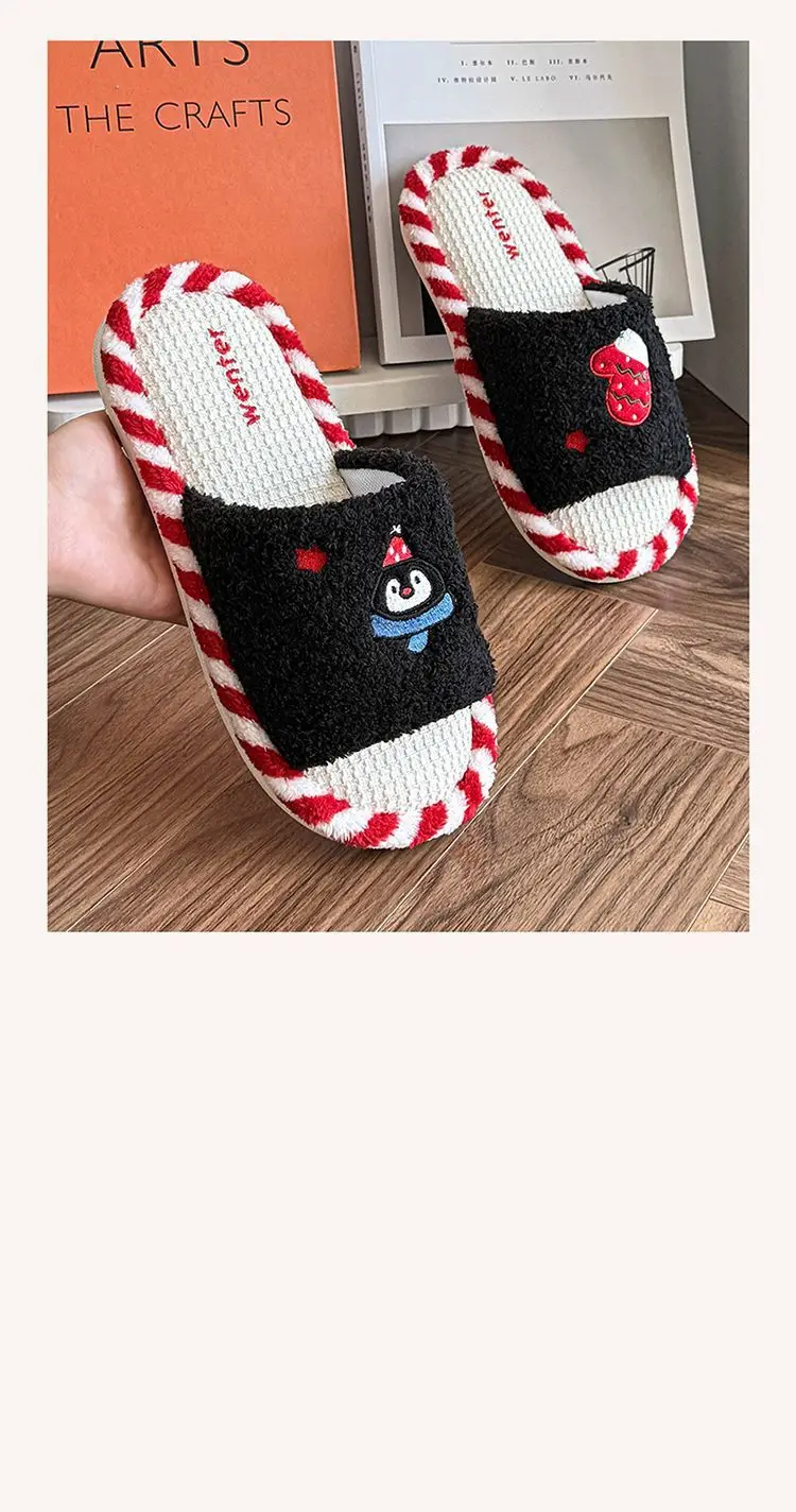Cute Cartoon Cotton Slippers for Women Autumn and Winter 2025 New Indoor Home Non-Slip Silent Deodorant Flats Cotton Slippers — feature 13