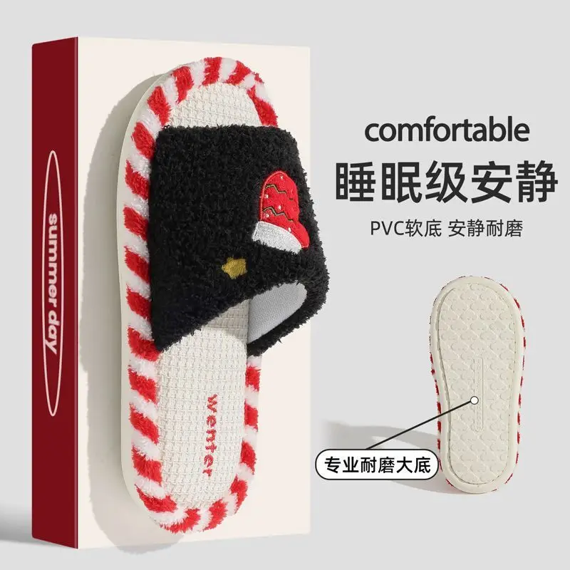 Cute Cartoon Cotton Slippers for Women Autumn and Winter 2025 New Indoor Home Non-Slip Silent Deodorant Flats Cotton Slippers