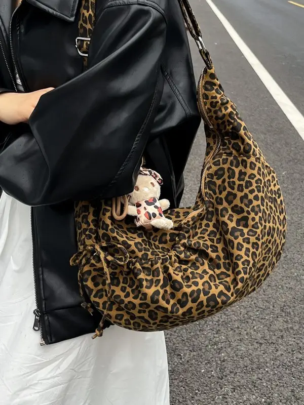 Retro Leopard Print Women's Tote Bag 2025 Spring New Commute - Image 5