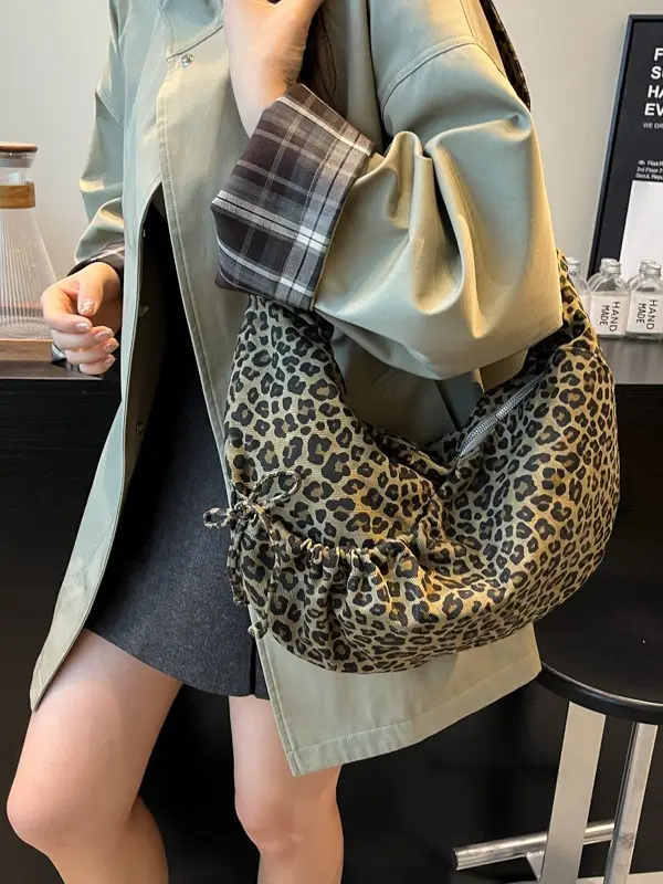 Retro Leopard Print Women's Tote Bag 2025 Spring New Commute - Image 6