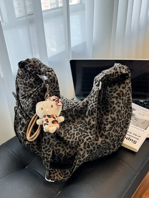 Retro Leopard Print Women's Tote Bag 2025 Spring New Commute - Image 7