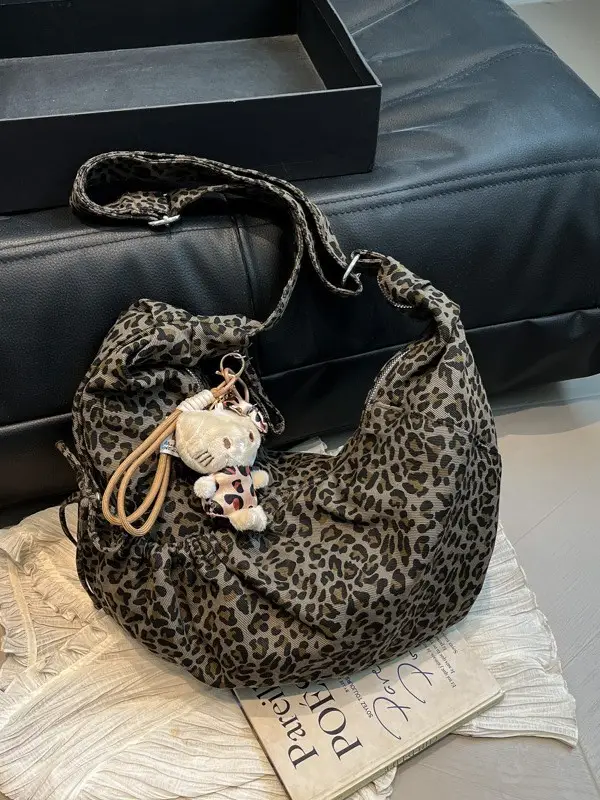 Retro Leopard Print Women's Tote Bag 2025 Spring New Commute - Image 8