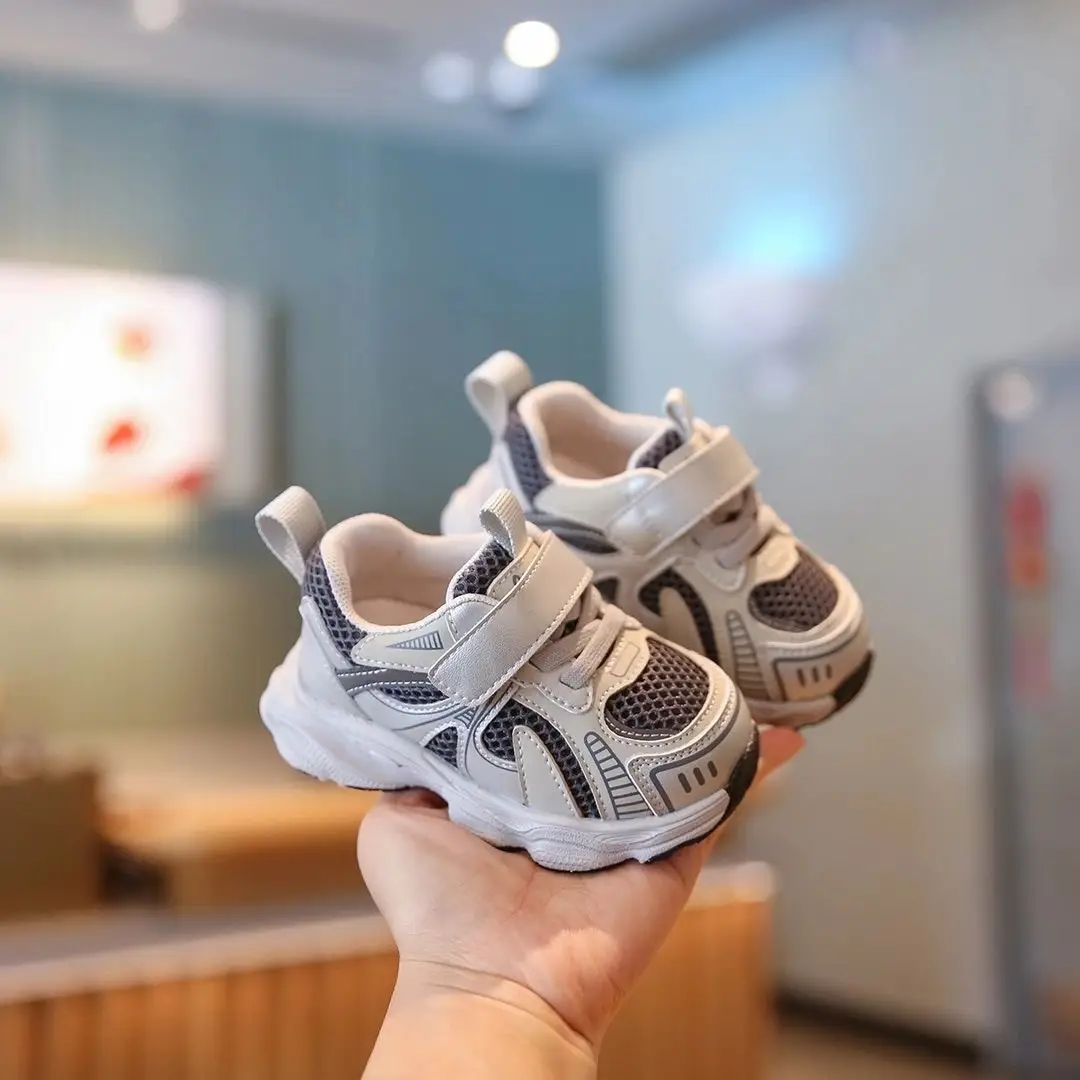 Baby Running Shoes White Mesh Double Size
