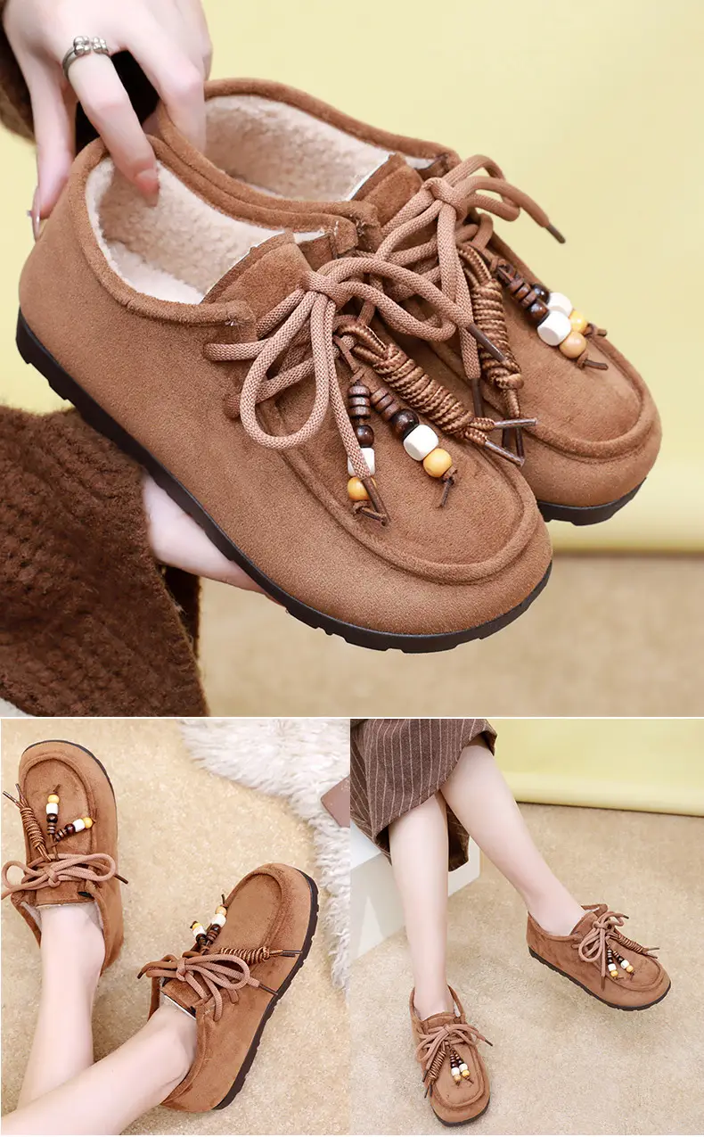 Kangaroo Shoes for Women 2025 Autumn and Winter New Style Fleece-Lined Warm Women's Cotton Shoes Retro Casual Birkenstock Shoes Versatile Beanie Shoes — feature 15