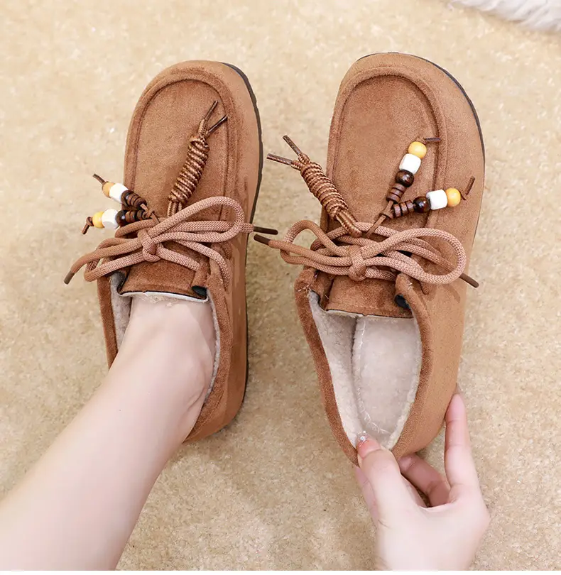 Kangaroo Shoes for Women 2025 Autumn and Winter New Style Fleece-Lined Warm Women's Cotton Shoes Retro Casual Birkenstock Shoes Versatile Beanie Shoes — feature 19