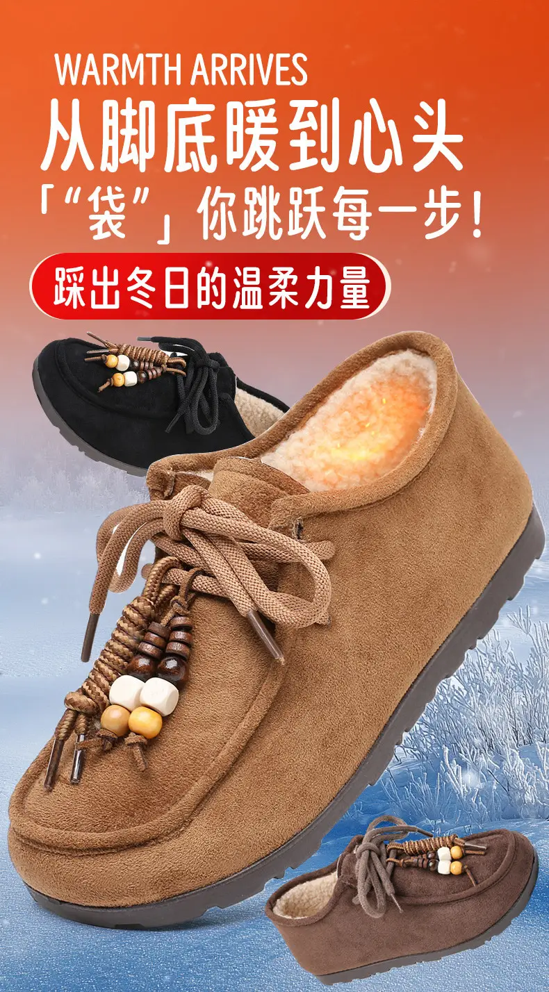 Kangaroo Shoes for Women 2025 Autumn and Winter New Style Fleece-Lined Warm Women's Cotton Shoes Retro Casual Birkenstock Shoes Versatile Beanie Shoes — feature 2