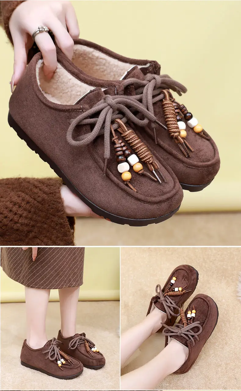 Kangaroo Shoes for Women 2025 Autumn and Winter New Style Fleece-Lined Warm Women's Cotton Shoes Retro Casual Birkenstock Shoes Versatile Beanie Shoes — feature 21