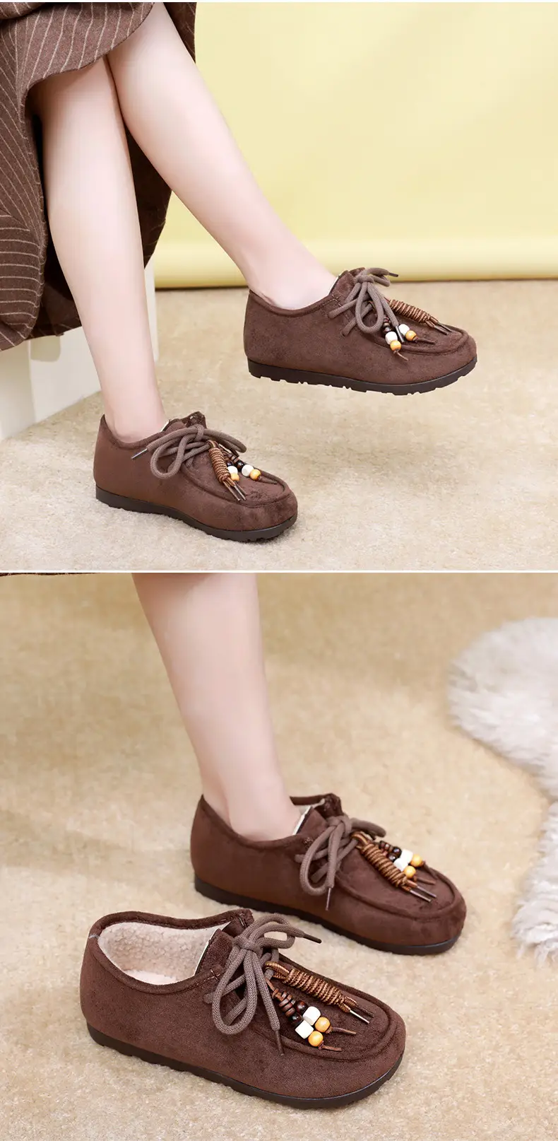 Kangaroo Shoes for Women 2025 Autumn and Winter New Style Fleece-Lined Warm Women's Cotton Shoes Retro Casual Birkenstock Shoes Versatile Beanie Shoes — feature 23