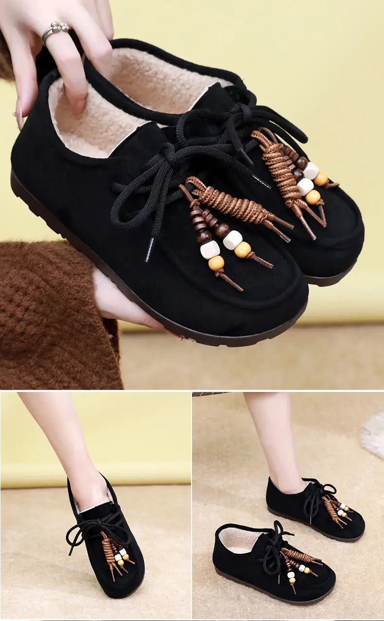 Kangaroo Shoes for Women 2025 Autumn and Winter New Style Fleece-Lined Warm Women's Cotton Shoes Retro Casual Birkenstock Shoes Versatile Beanie Shoes — feature 25