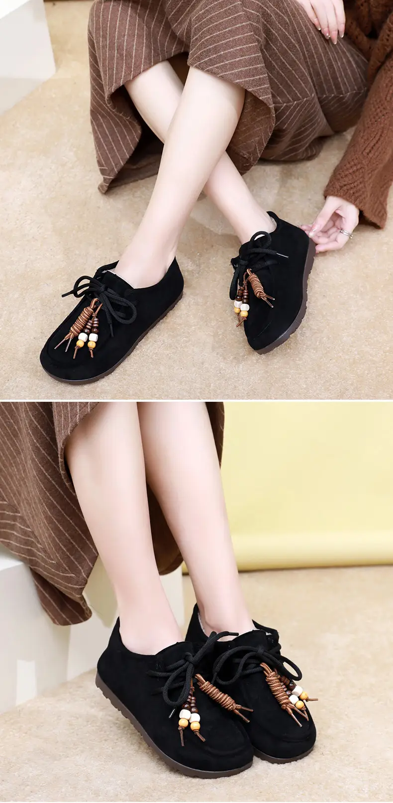 Kangaroo Shoes for Women 2025 Autumn and Winter New Style Fleece-Lined Warm Women's Cotton Shoes Retro Casual Birkenstock Shoes Versatile Beanie Shoes — feature 26