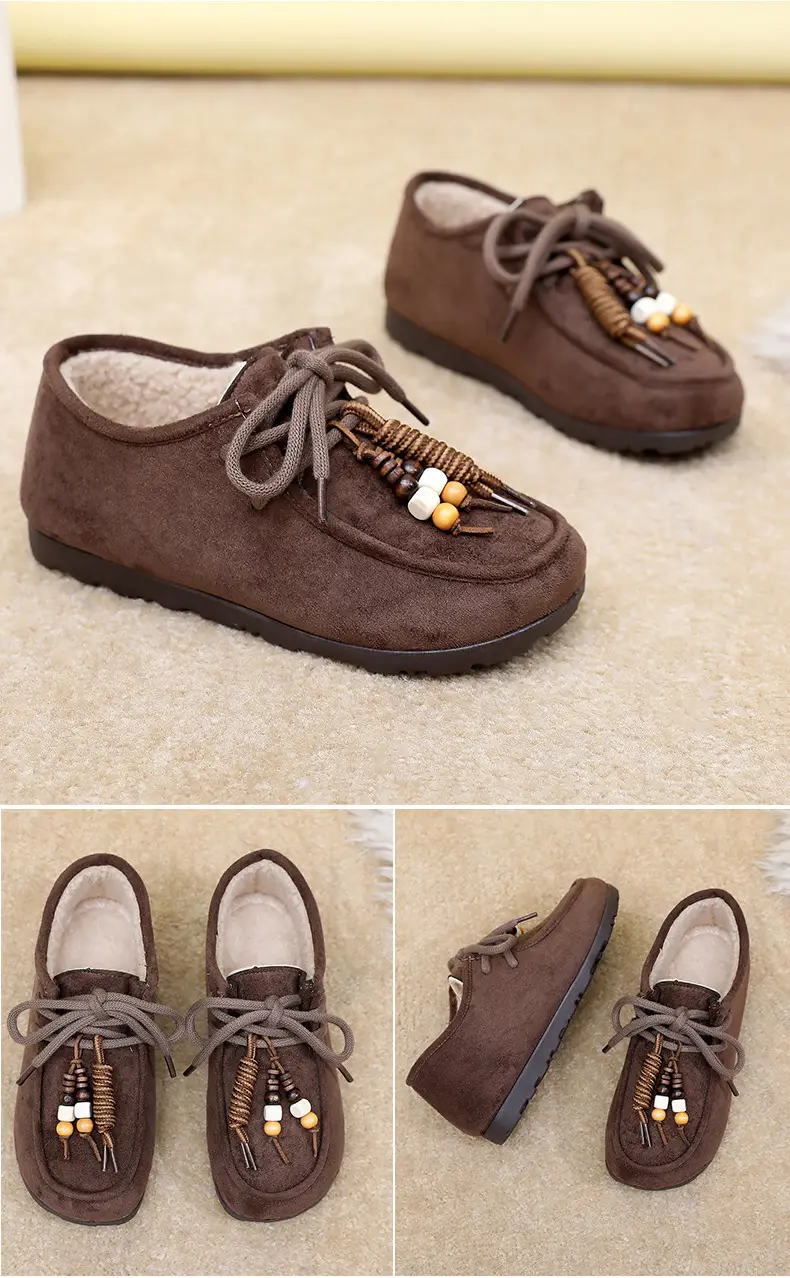 Kangaroo Shoes for Women 2025 Autumn and Winter New Style Fleece-Lined Warm Women's Cotton Shoes Retro Casual Birkenstock Shoes Versatile Beanie Shoes — feature 33