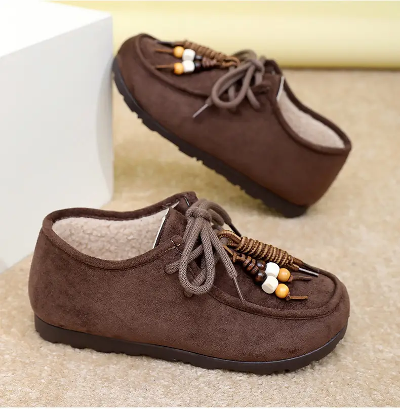 Kangaroo Shoes for Women 2025 Autumn and Winter New Style Fleece-Lined Warm Women's Cotton Shoes Retro Casual Birkenstock Shoes Versatile Beanie Shoes — feature 34