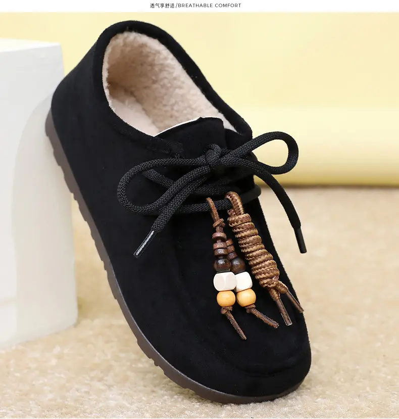 Kangaroo Shoes for Women 2025 Autumn and Winter New Style Fleece-Lined Warm Women's Cotton Shoes Retro Casual Birkenstock Shoes Versatile Beanie Shoes — feature 35