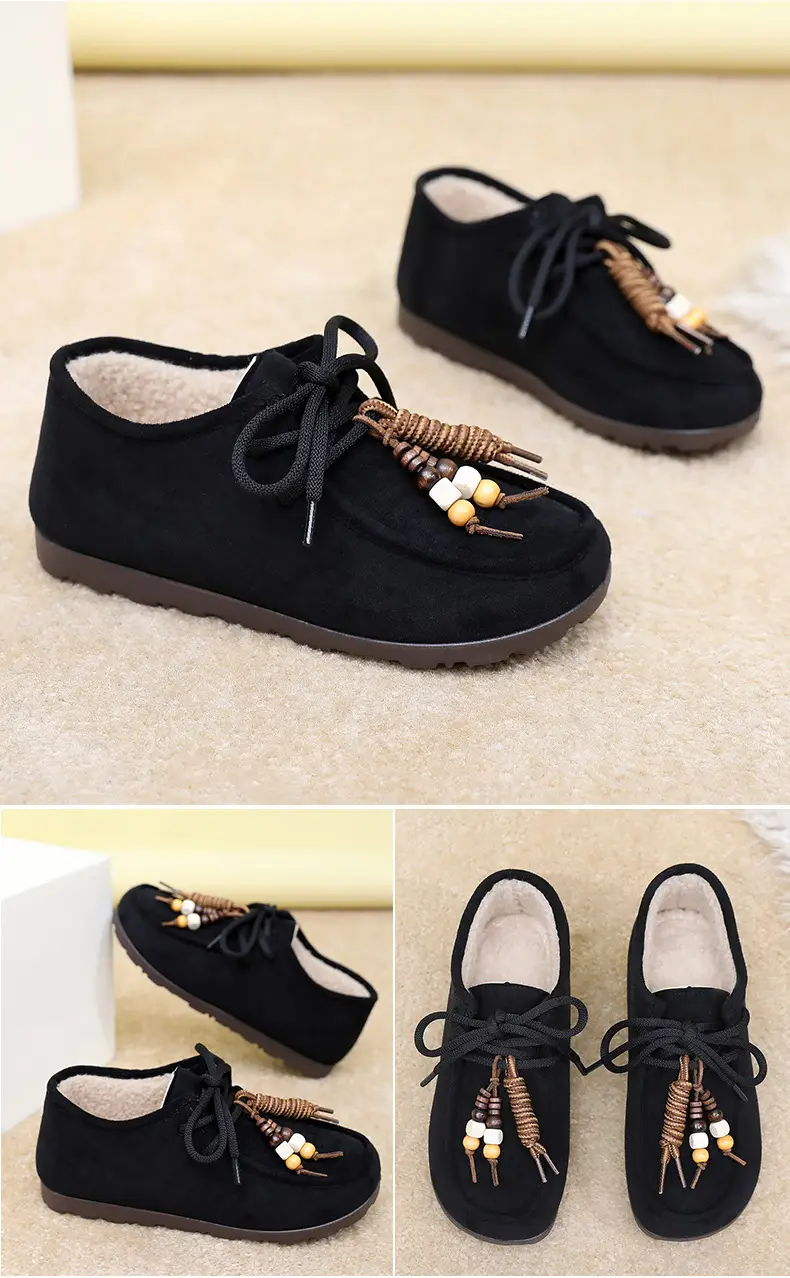 Kangaroo Shoes for Women 2025 Autumn and Winter New Style Fleece-Lined Warm Women's Cotton Shoes Retro Casual Birkenstock Shoes Versatile Beanie Shoes — feature 36