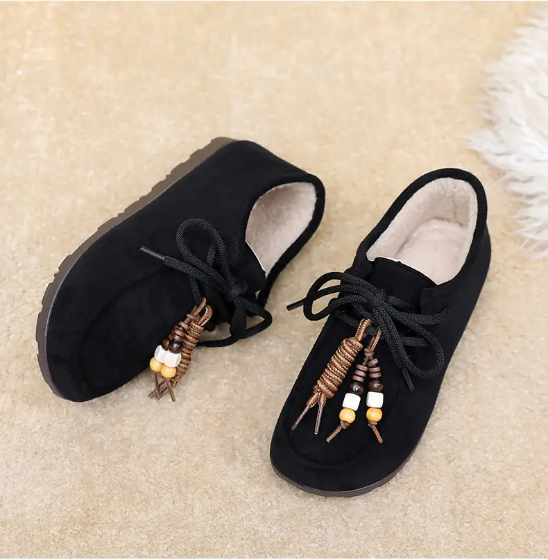 Kangaroo Shoes for Women 2025 Autumn and Winter New Style Fleece-Lined Warm Women's Cotton Shoes Retro Casual Birkenstock Shoes Versatile Beanie Shoes — feature 37