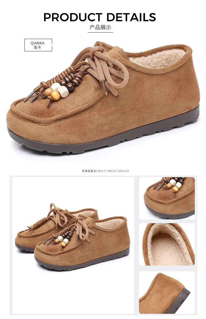 Kangaroo Shoes for Women 2025 Autumn and Winter New Style Fleece-Lined Warm Women's Cotton Shoes Retro Casual Birkenstock Shoes Versatile Beanie Shoes — feature 39