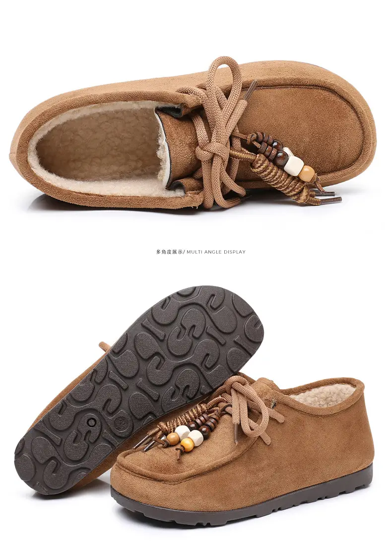 Kangaroo Shoes for Women 2025 Autumn and Winter New Style Fleece-Lined Warm Women's Cotton Shoes Retro Casual Birkenstock Shoes Versatile Beanie Shoes — feature 40
