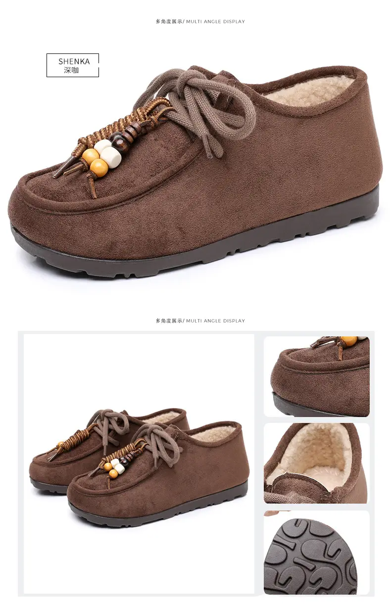 Kangaroo Shoes for Women 2025 Autumn and Winter New Style Fleece-Lined Warm Women's Cotton Shoes Retro Casual Birkenstock Shoes Versatile Beanie Shoes — feature 42