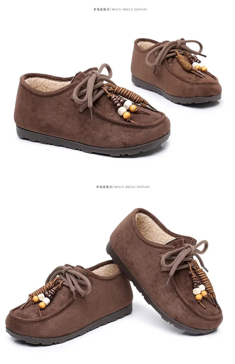 Kangaroo Shoes for Women 2025 Autumn and Winter New Style Fleece-Lined Warm Women's Cotton Shoes Retro Casual Birkenstock Shoes Versatile Beanie Shoes — feature 44