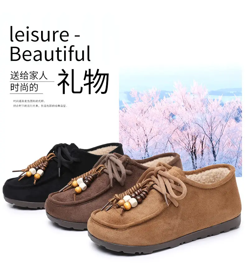 Kangaroo Shoes for Women 2025 Autumn and Winter New Style Fleece-Lined Warm Women's Cotton Shoes Retro Casual Birkenstock Shoes Versatile Beanie Shoes — feature 8