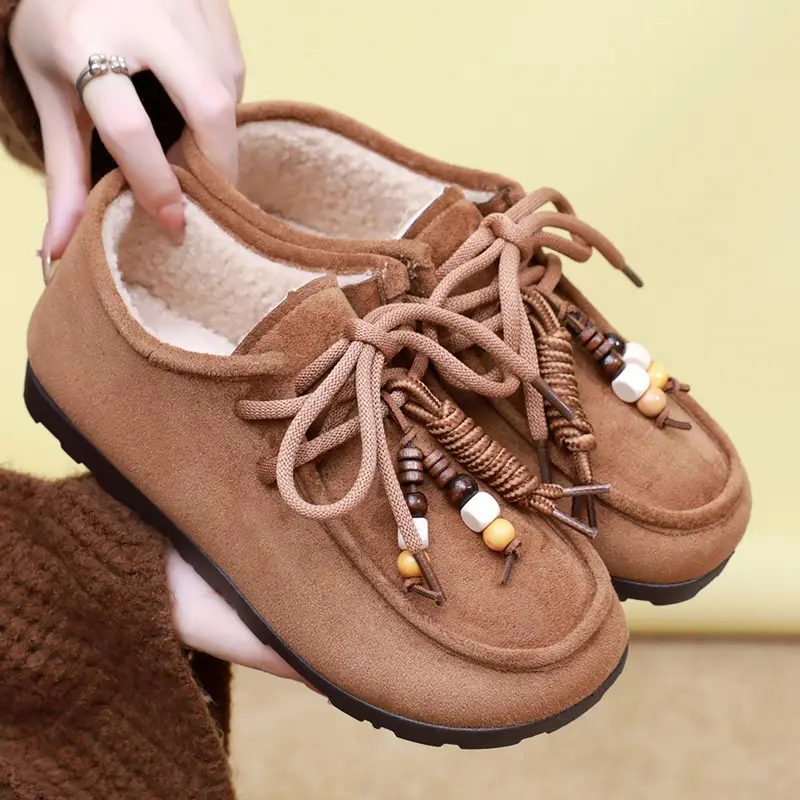 Kangaroo Shoes for Women 2025 Autumn and Winter New Style Fleece-Lined Warm Women's Cotton Shoes Retro Casual Birkenstock Shoes Versatile Beanie Shoes - Image 5