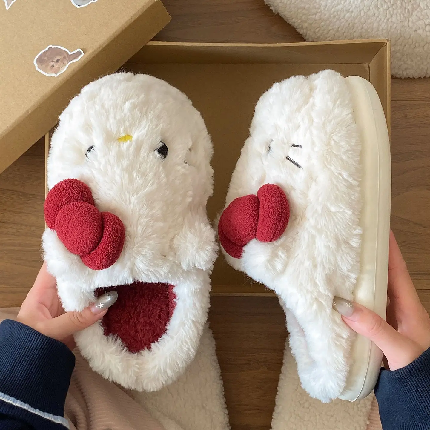 Winter Bow Cat Soft Slippers for Women - Image 4