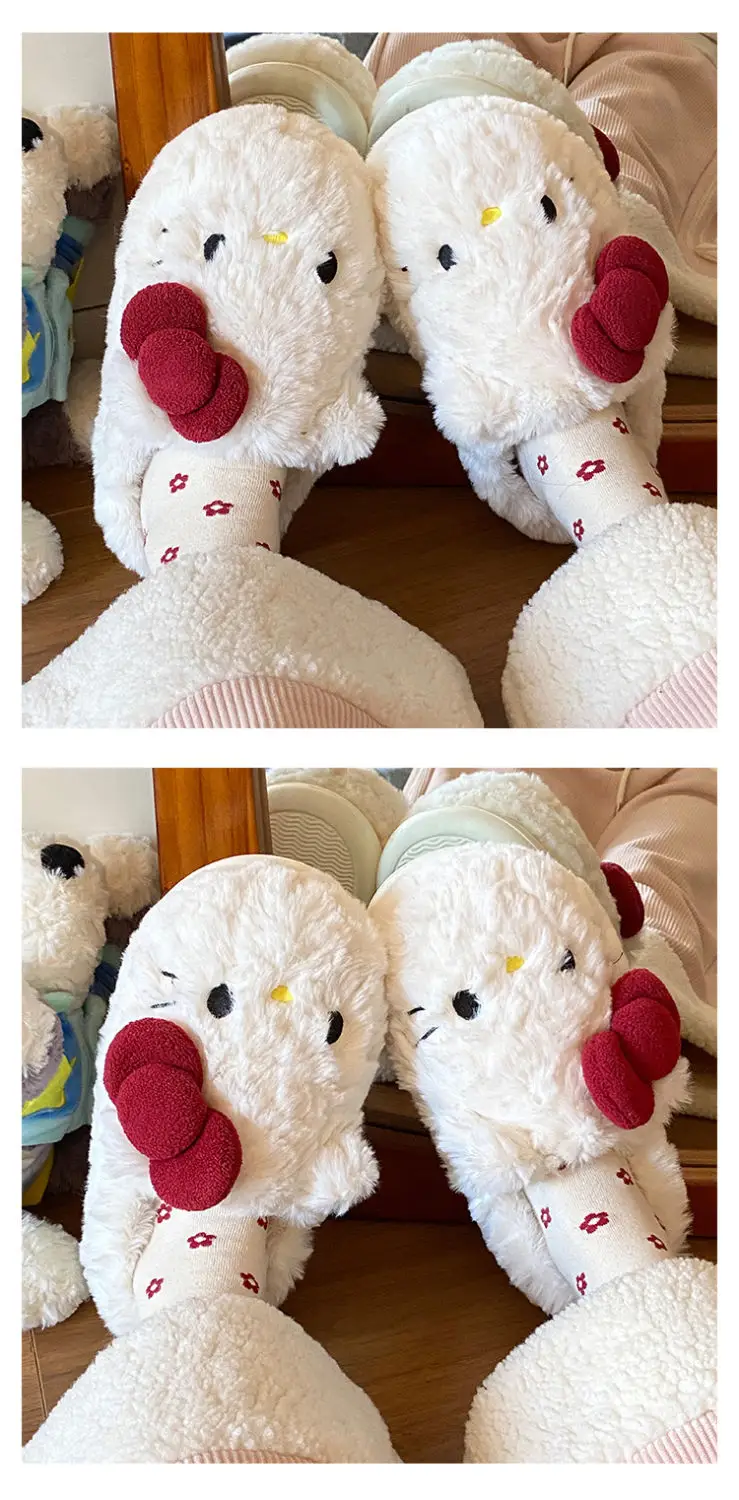 Winter Bow Cat Soft Slippers for Women — feature 12