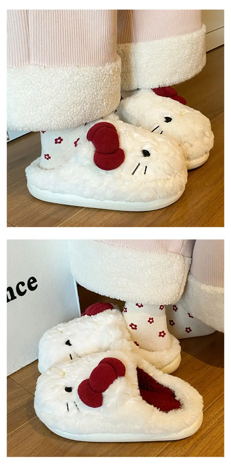 Winter Bow Cat Soft Slippers for Women — feature 13