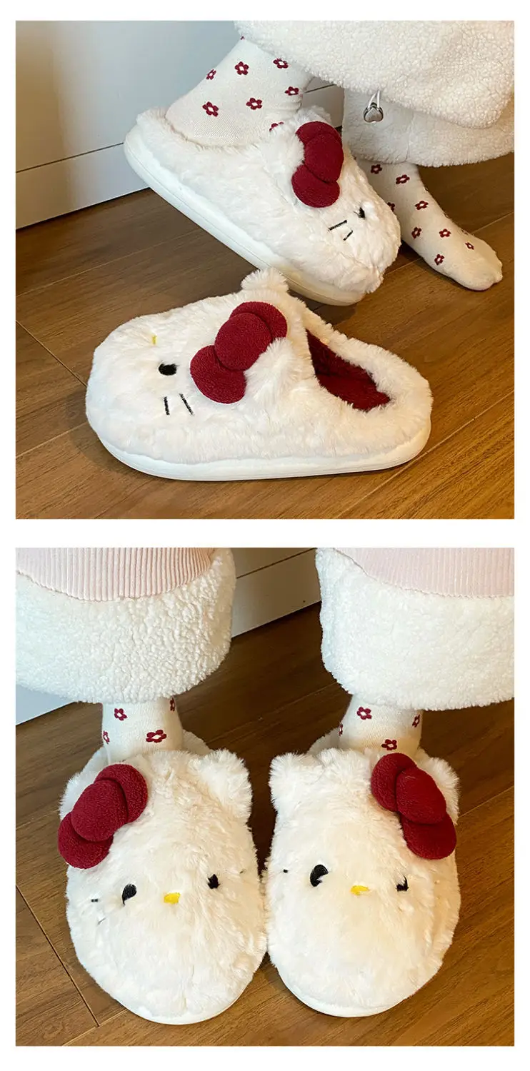 Winter Bow Cat Soft Slippers for Women — feature 14