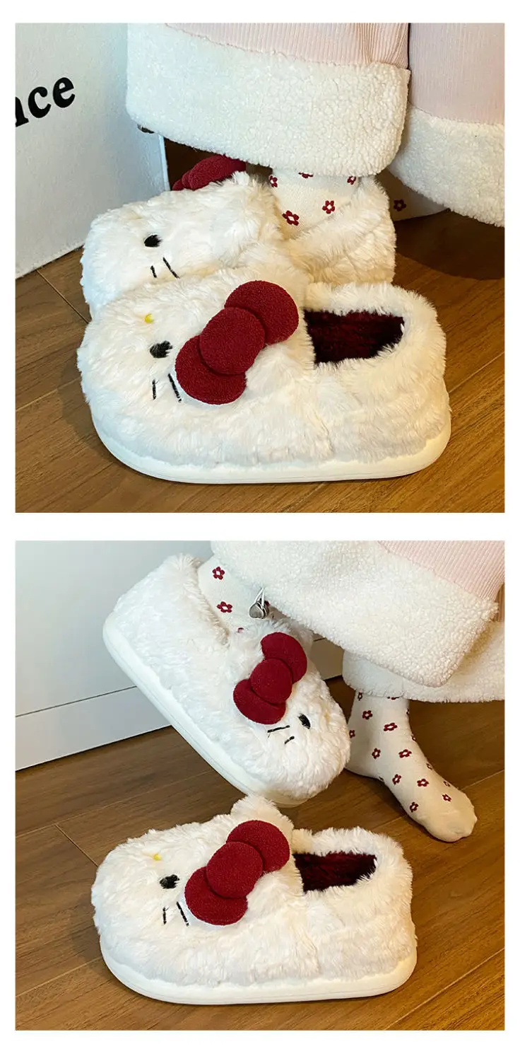 Winter Bow Cat Soft Slippers for Women — feature 15