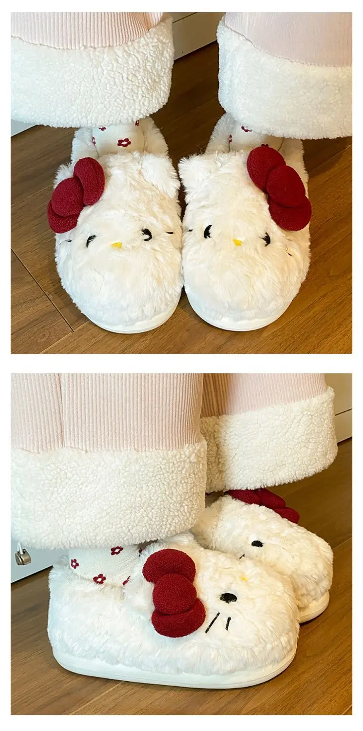 Winter Bow Cat Soft Slippers for Women — feature 16