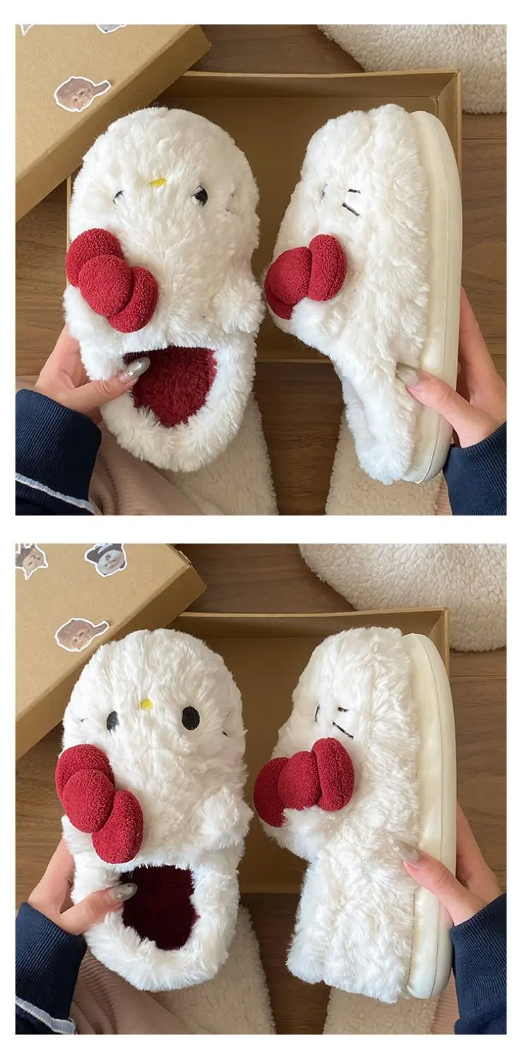 Winter Bow Cat Soft Slippers for Women — feature 17
