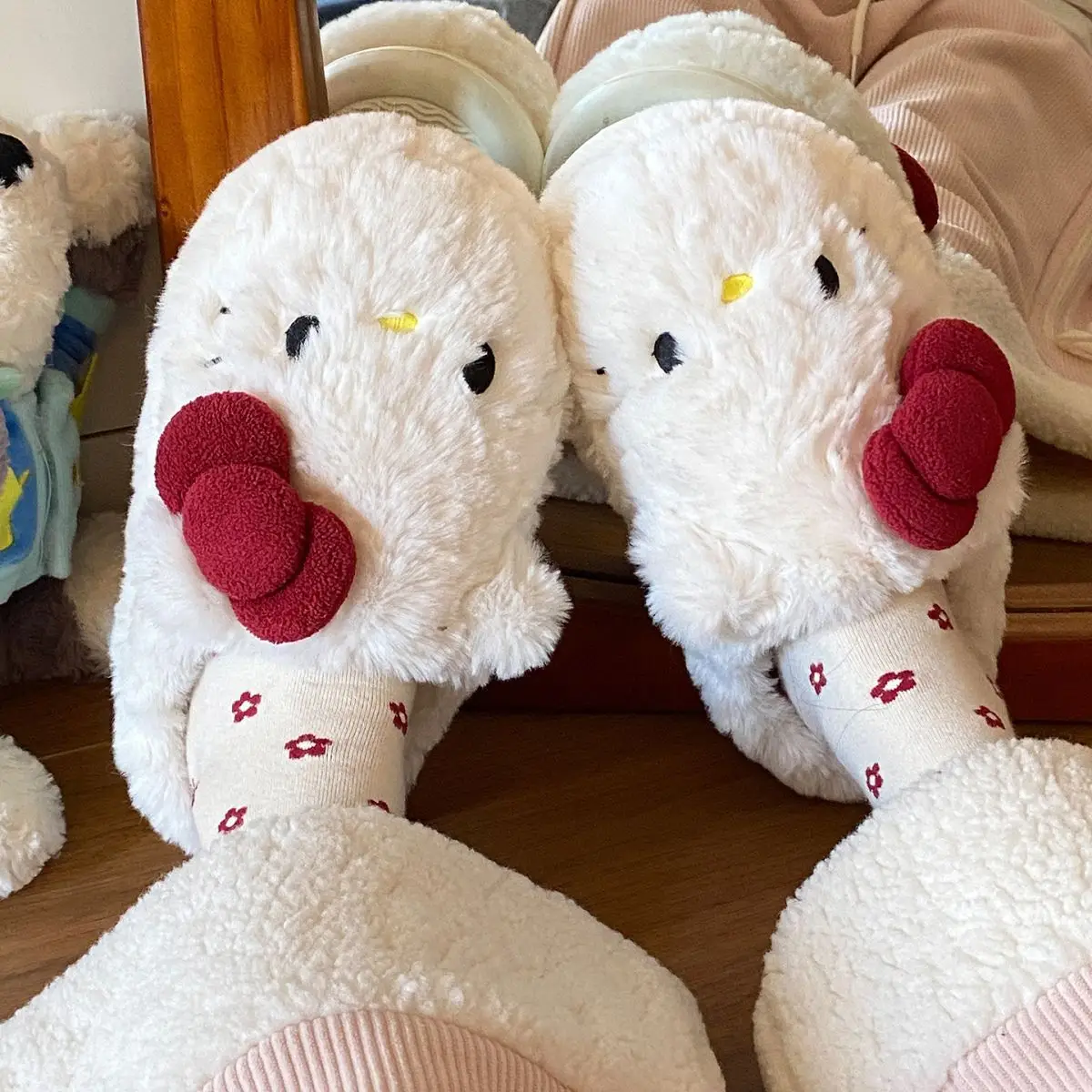 Winter Bow Cat Soft Slippers for Women — feature 20