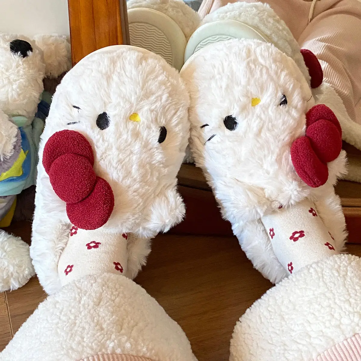 Winter Bow Cat Soft Slippers for Women — feature 21