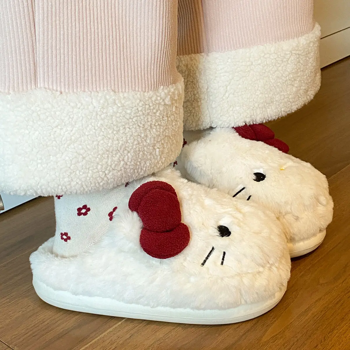Winter Bow Cat Soft Slippers for Women — feature 22