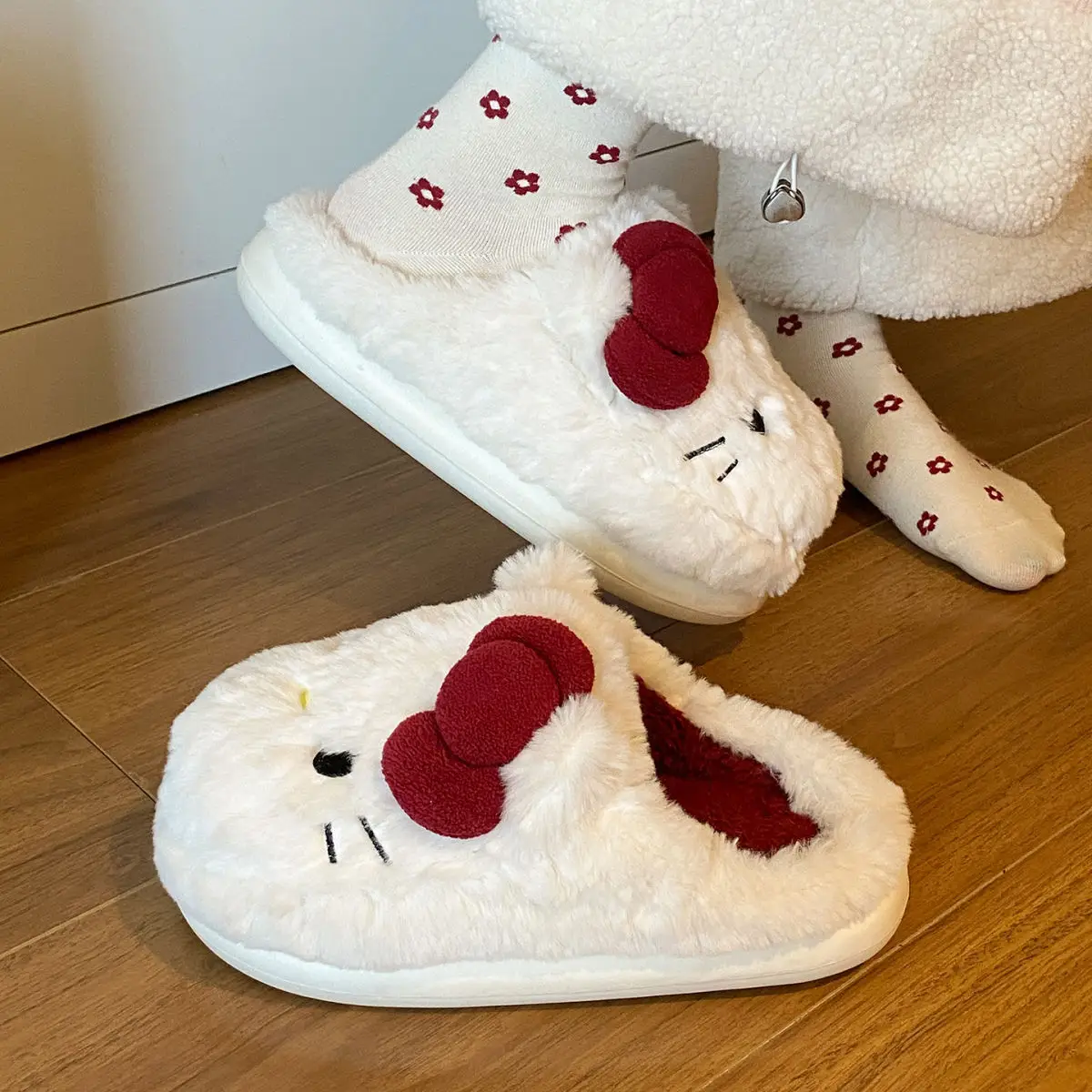 Winter Bow Cat Soft Slippers for Women — feature 24